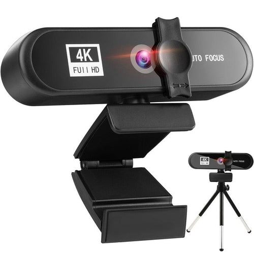 Stevvex 2K 4K conference webcam with autofocus, USB connection, built-in microphone, suitable for video calls on laptop or desktop