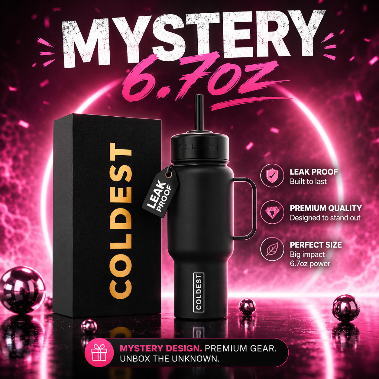 Coldest 6.7oz water bottle with a sleek design, ideal for keeping beverages cold on the go.