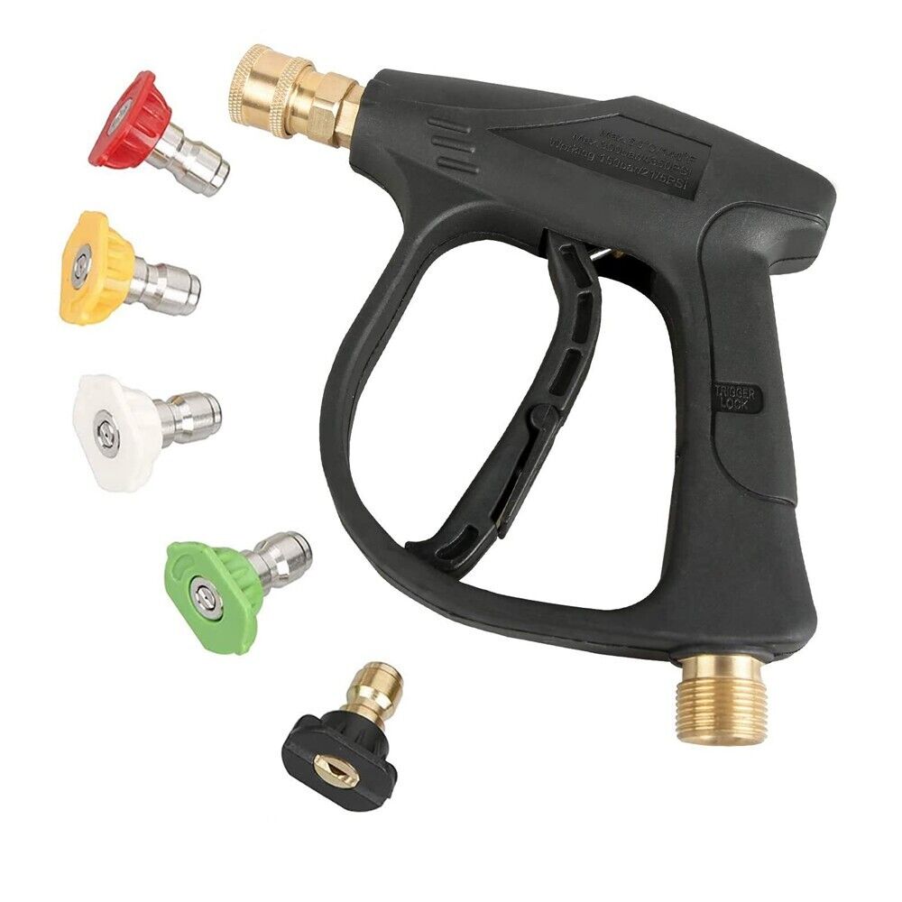 4000 PSI High Pressure Washer Gun — 1/4" Quick Connect, M22-14mm, 5 Nozzle Tips