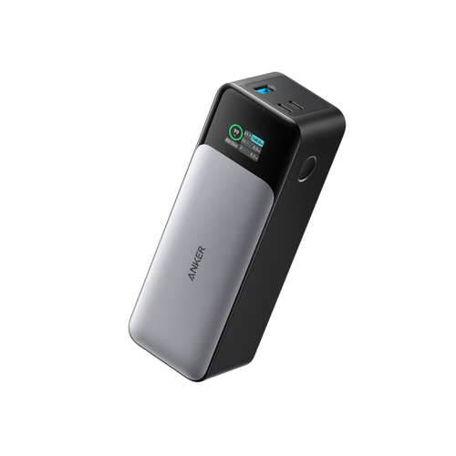 Anker 737 PowerCore 24K portable power bank for charging devices, with a sleek design and multiple USB ports.
