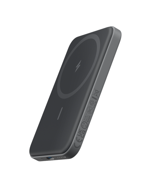 Anker 621 Magnetic Battery MagGo for charging, showing the sleek portable power bank with magnetic attachment in black.
