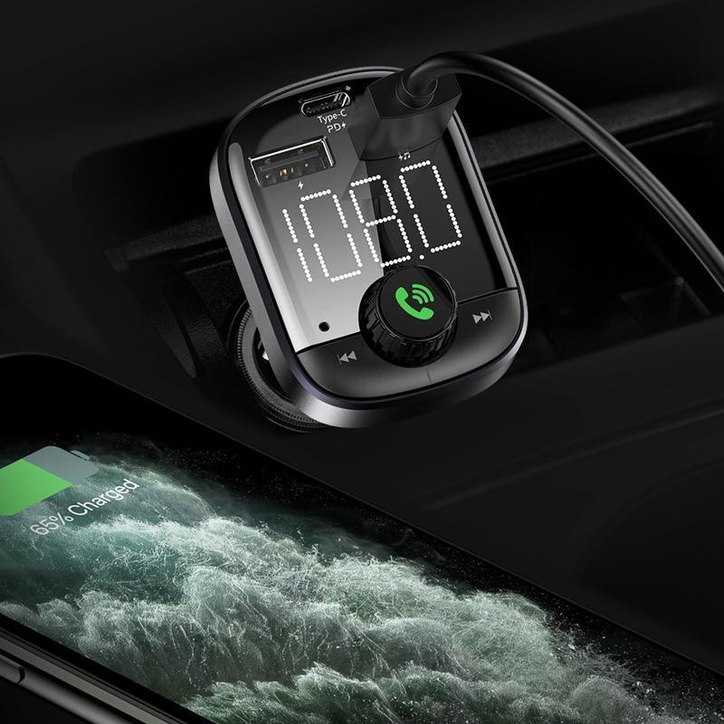 Stevvex 3.0 Car USB Charger with FM Transmitter Bluetooth, LED MP3 Player, fast charge, and phone charging port in vehicle