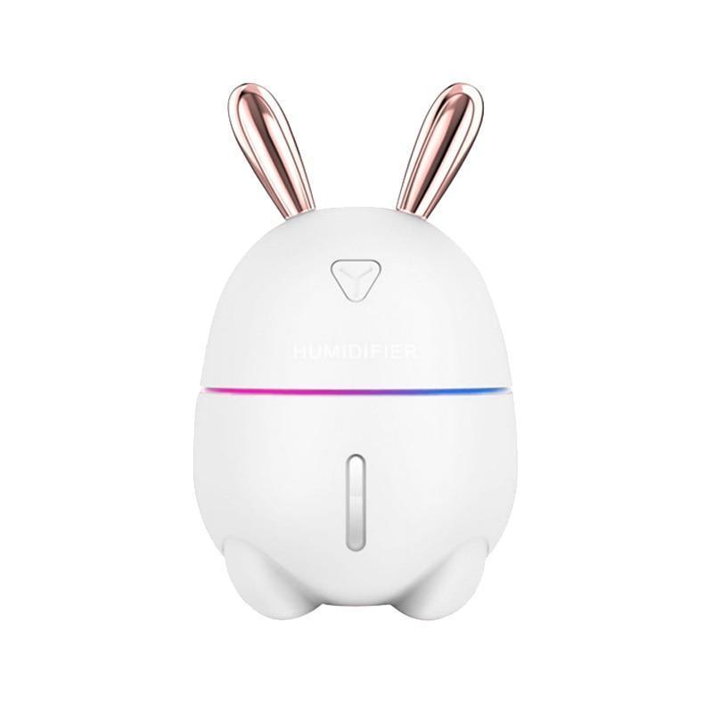 Stevvex 300ML mini air humidifier with cute rabbit design, USB aroma diffuser, colorful night light, ideal for car and office use