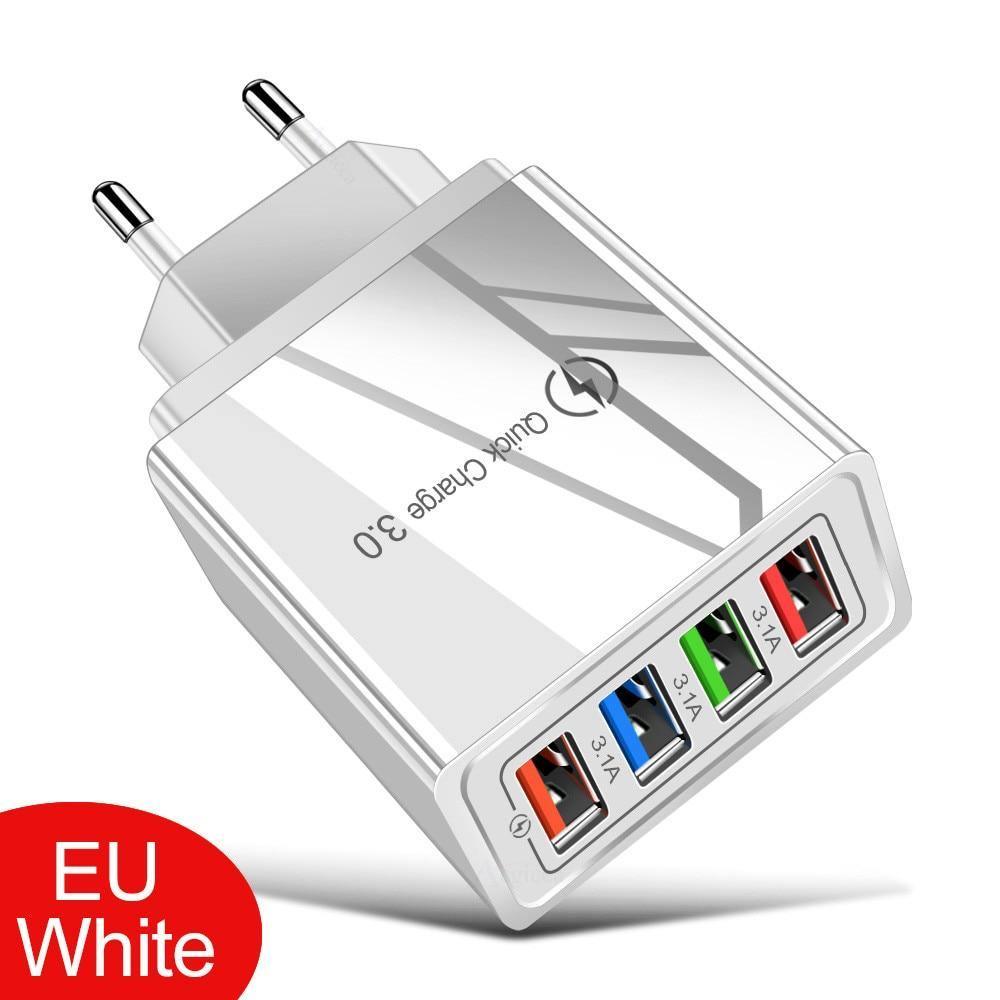 Stevvex EU/US plug USB charger with Quick Charge 3.0 for fast charging phones and tablets, portable wall adapter for mobile devices