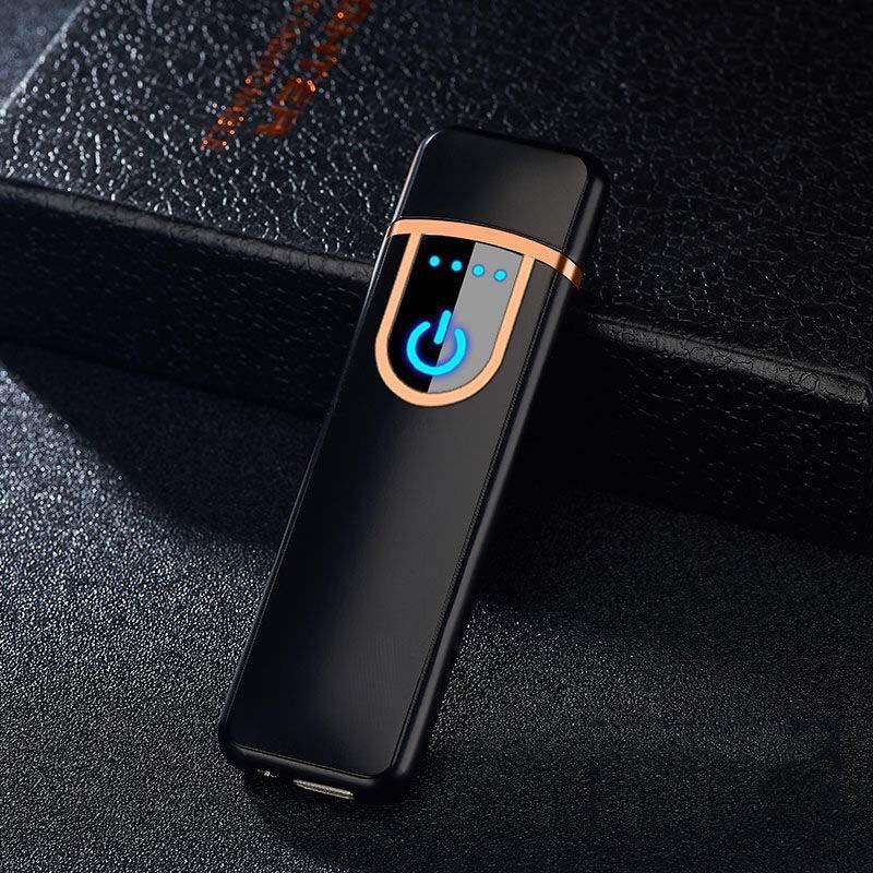 Stevvex luxury modern USB cigarette lighter with fingerprint induction, rechargeable electronic lighter, sleek design, and personal use.