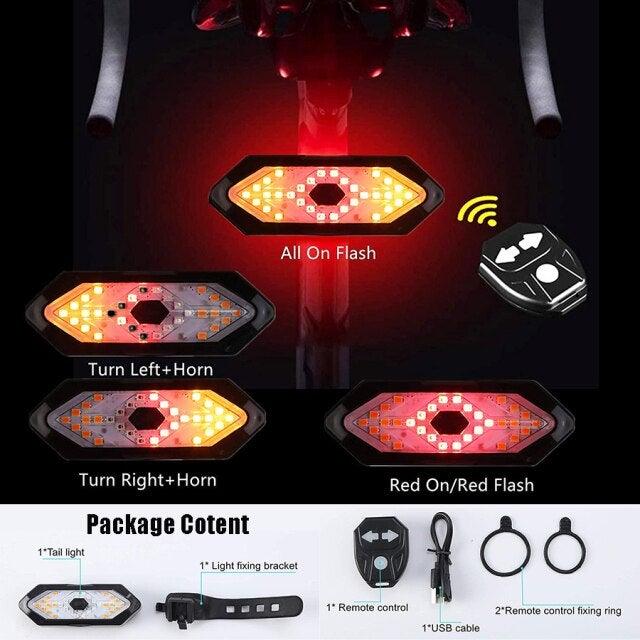 Stevvex auto-sensing waterproof bicycle taillight and headlight with LED modes, USB rechargeable safety and warning lights for night riding.