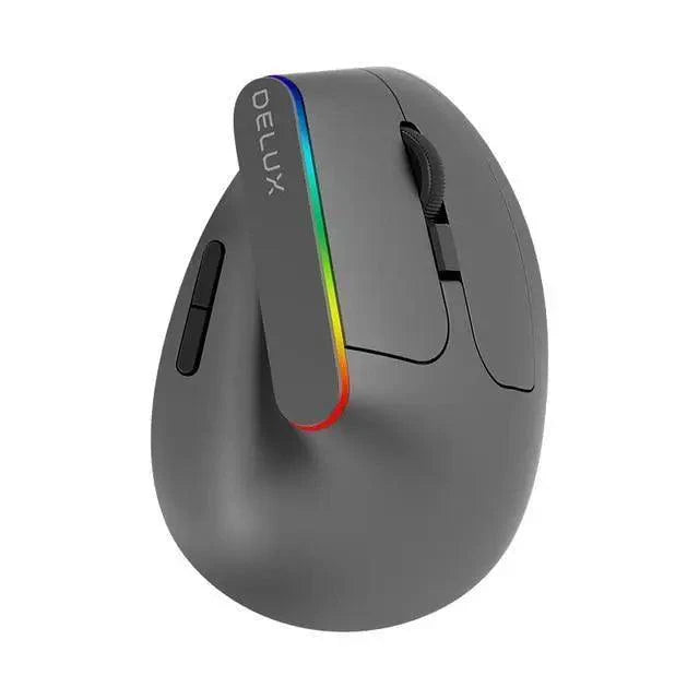 Stevvex black wireless ergonomic vertical gaming mouse with 1600 DPI, RGB lighting, USB and 2.4GHz connectivity for PC and laptop