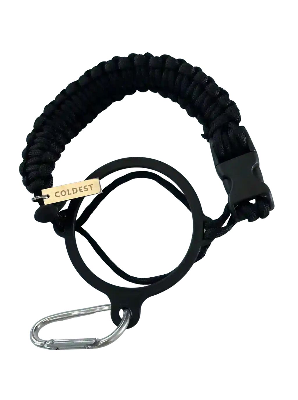 Coldest Paracord Handle accessory with durable black and orange paracord wrapping and ergonomic grip design.