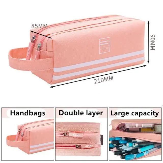Stevvex durable large capacity school stationery double-layer pencil case with unique design, ideal for students and office use