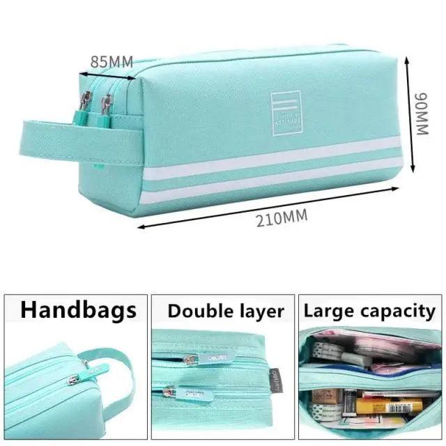 Stevvex durable large capacity school stationery double-layer pencil case with unique design for students and office use
