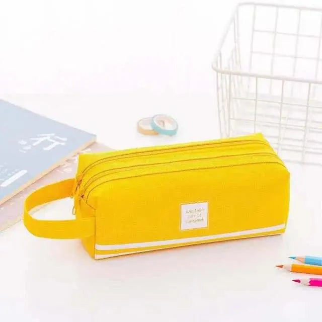Stevvex durable large capacity school stationery double-layer pencil case with unique design, ideal for students and office use