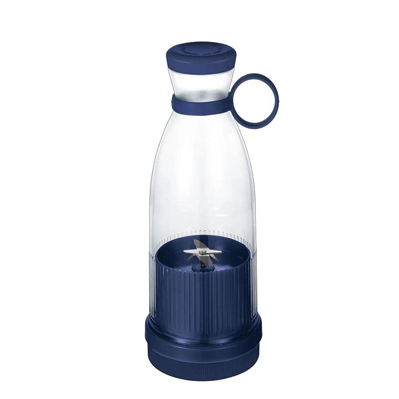 Stevvex portable electric blender with glass bottle, showing fresh strawberries and citrus, USB rechargeable mini fruit juicer and mixer