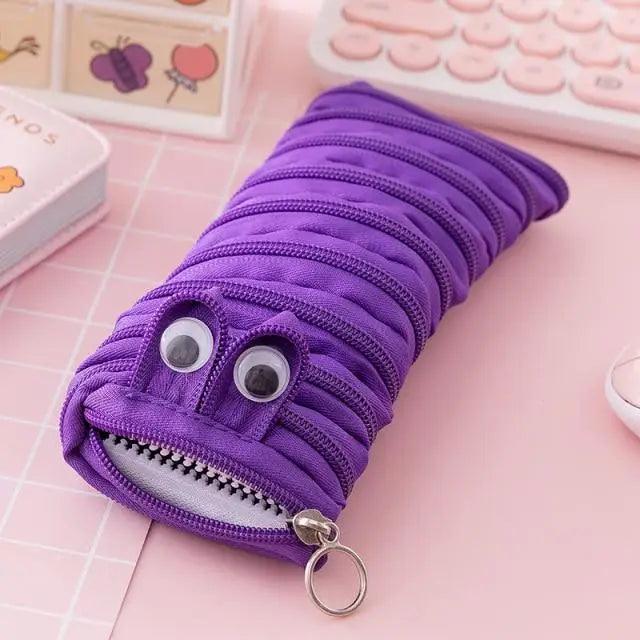 Colorful Stevvex zipper pencil case with a funny design, vintage style, and spacious stationery storage pouch for students and office use.