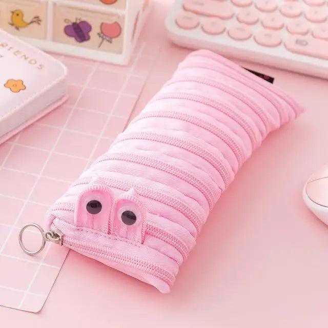 Colorful zipper pencil case by Stevvex, vintage stationery pouch with fun design, perfect for students and office storage.
