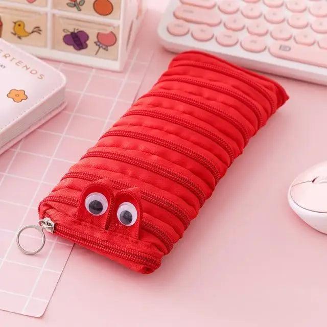 Colorful zipper pencil case by Stevvex, vintage-style stationery pouch with a humorous design for students and office use.
