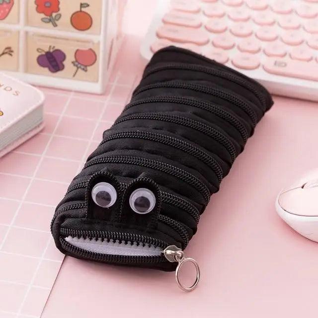 Colorful zipper pencil case by Stevvex with a funny design, classic style, ideal for stationery storage for students and office use.