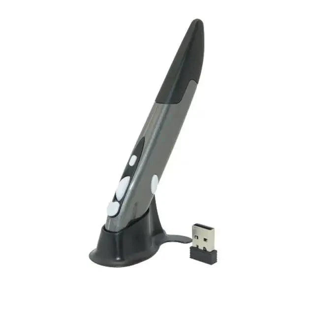 Stevvex modern wireless vertical pen-shaped optical USB mouse with adjustable DPI, designed for laptops and ergonomic use.