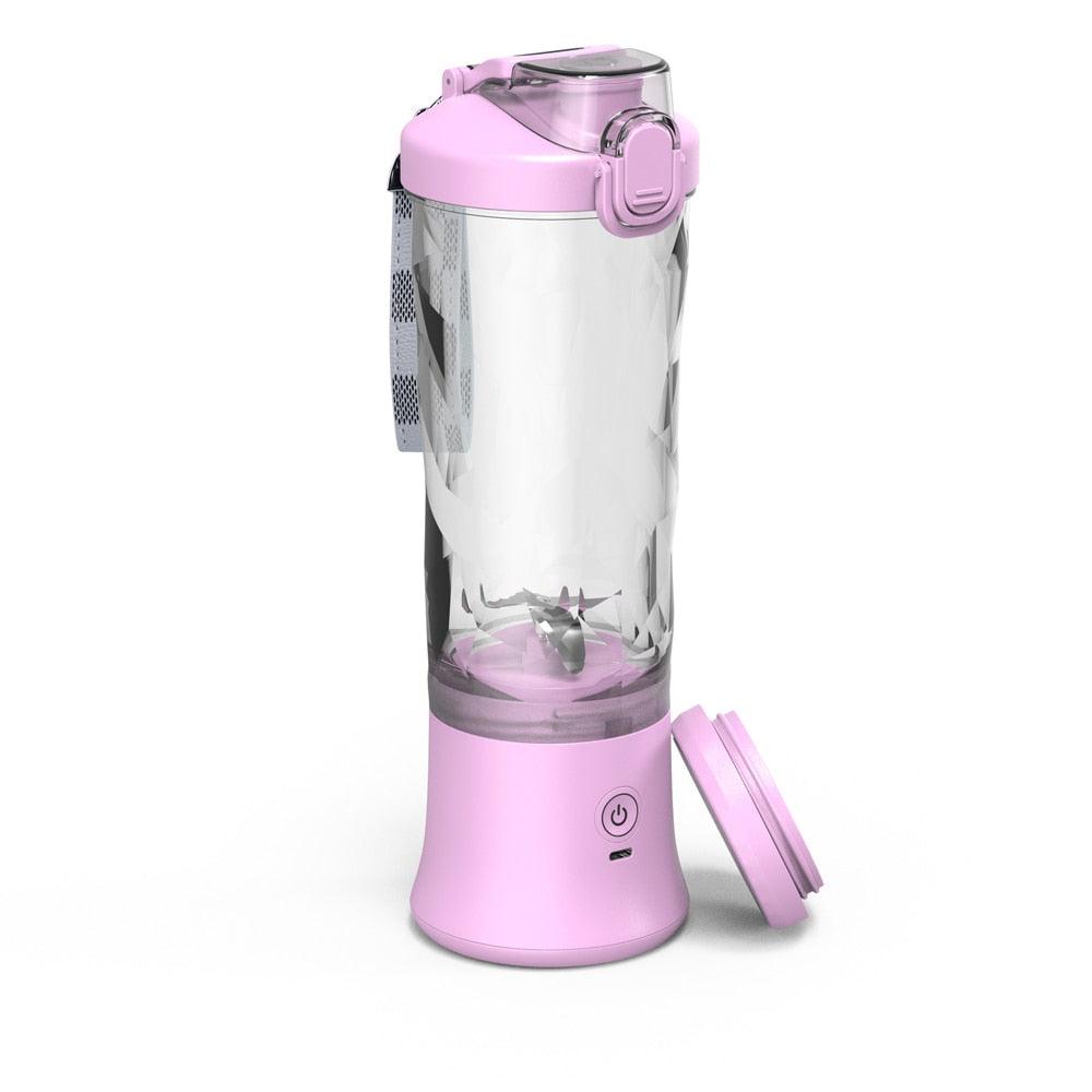 Stevvex portable 600ml electric blender with colorful cup, USB rechargeable, ideal for smoothies, milkshakes, and fruit mixing.