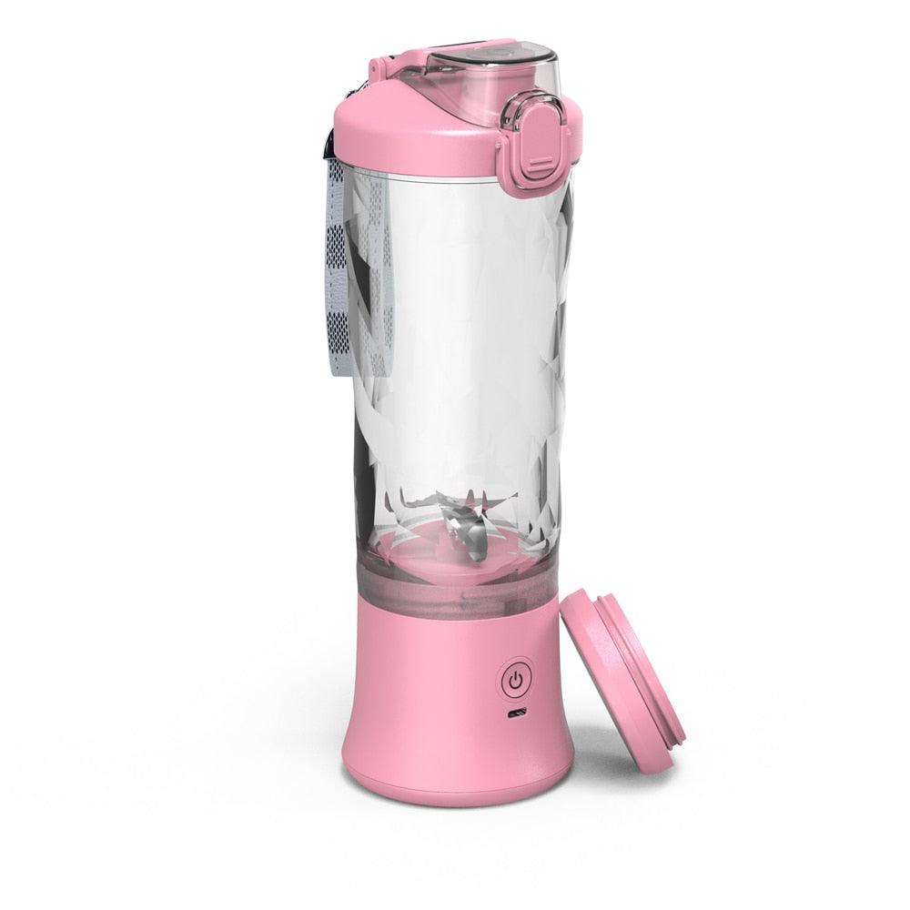 Stevvex portable 600ml electric blender with colorful cup, USB rechargeable mini fruit mixer for smoothies and milkshakes.