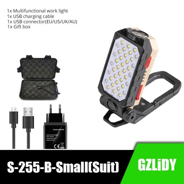 Stevvex rechargeable USB LED portable charger with LCD display, waterproof flashlight, high-capacity battery, ideal for camping and repairs.