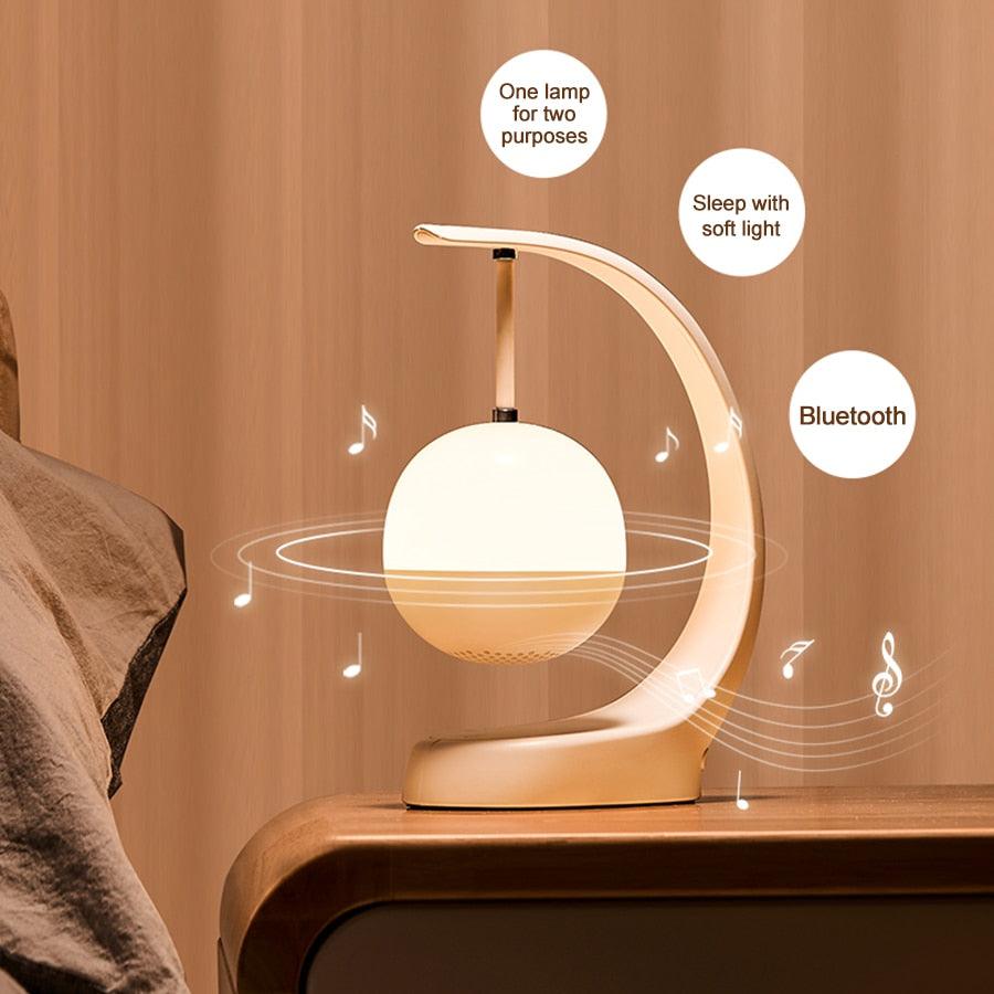 Stevvex Bluetooth music night light with colorful LED, touch control, speaker, and rechargeable design for bedroom décor.