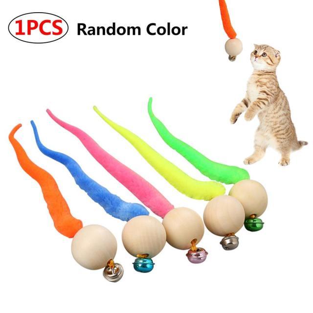 Colorful LED smart interactive cat toy with rotating ball, feathers, bell, and catnip, rechargeable for fun and exercise.